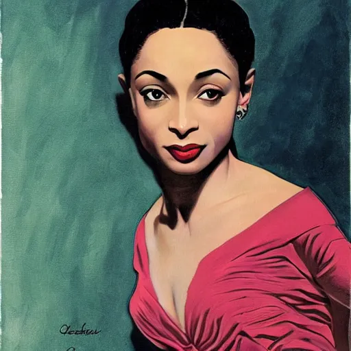 Image similar to sade adu, art by joseph christian leyendecker,