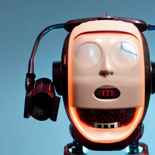 Image similar to laughing robot face