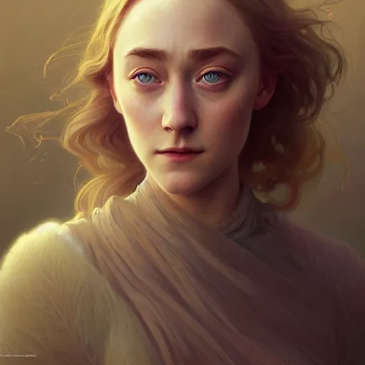 Image similar to beautiful natural Saoirse Ronan, intricate, elegant, highly detailed, digital painting, artstation, concept art, smooth, sharp focus, illustration, art by artgerm and greg rutkowski and alphonse mucha and loish and WLOP