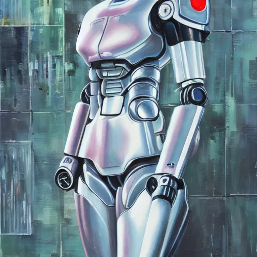 Image similar to ghost in the shell, robocop, impasto, oil painting, detail,