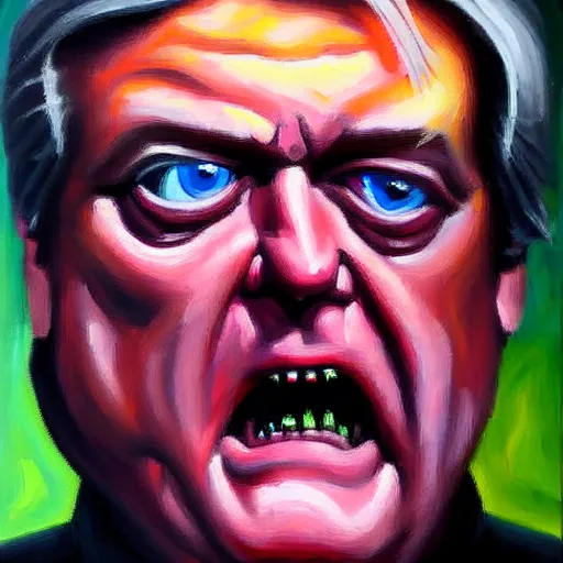 Prompt: steve bannon as a zombie, oil on canvas, by gurney, dramatic