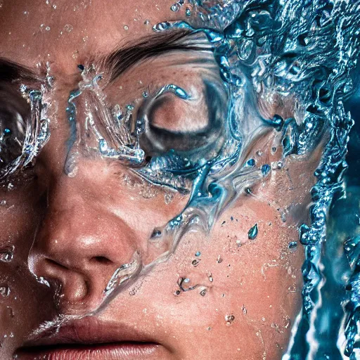 Prompt: water artwork manipulation of a human head,, ray tracing, sharp focus, realistic water, long shot