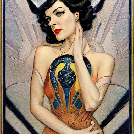 Prompt: a streamline moderne, art nouveau, dieselpunk painting in the style of donato giancola, and in the style of charlie bowater, and in the style of charles dulac. symmetry!!, smooth, sharp focus, semirealism, intricate ultrafine background detail.