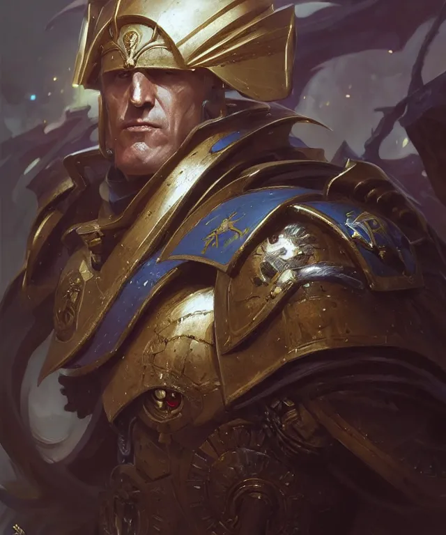 Image similar to Sir Keir Starmer as Warhammer 40k Emperor, portrait, fantasy, intricate, elegant, highly detailed, digital painting, artstation, concept art, smooth, sharp focus, illustration, art by artgerm and greg rutkowski and alphonse mucha