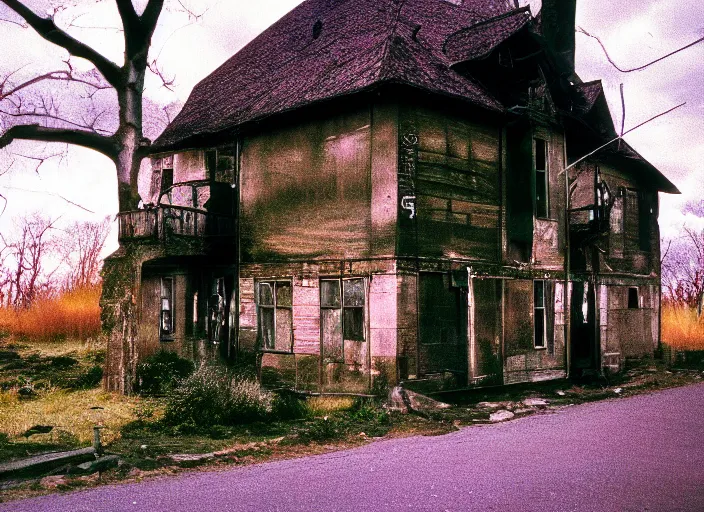 Image similar to photo of the most haunted house in the world, fujifilm velvia 5 0, color photography, sigma 2 8 mm