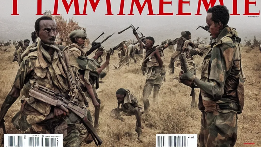 Image similar to ethiopian civil war, derg, moody, in the cover of time magazine