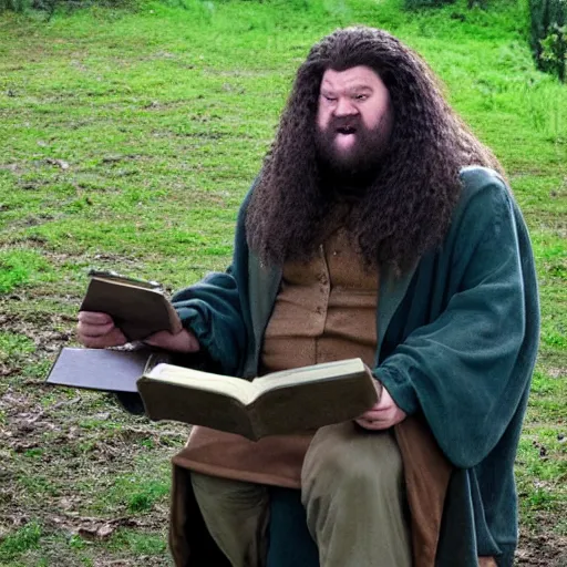 Image similar to Harry Potter, Hagrid is sitting on the toilet