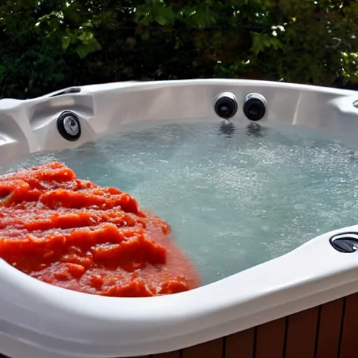 Image similar to hot tub full of bubbling marinara sauce