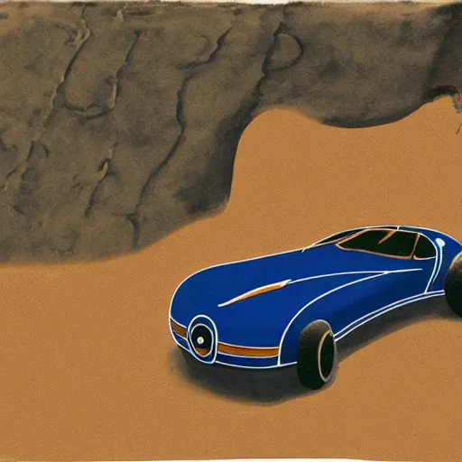 Prompt: cave painting of a bugatti