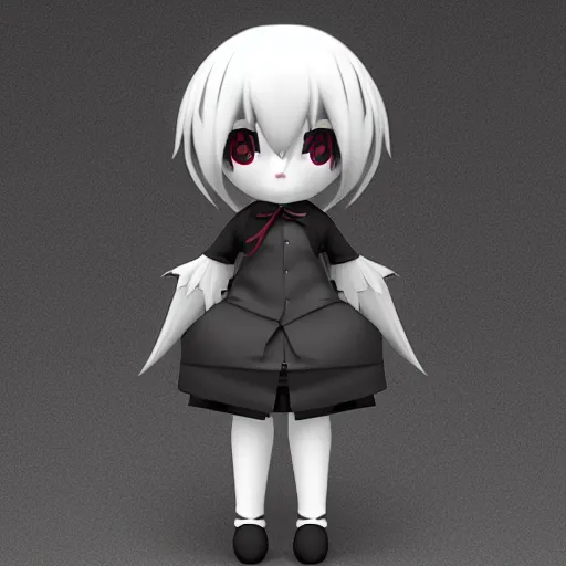 Image similar to cute fumo plush of a gothic maiddroid, anime, vray