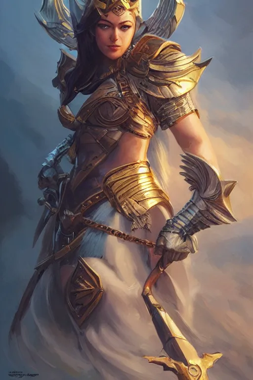 Image similar to amazon valkyrie athena, d & d, fantasy, portrait, highly detailed, headshot, digital painting, trending on artstation, concept art, sharp focus, illustration, art by artgerm and greg rutkowski and magali villeneuve