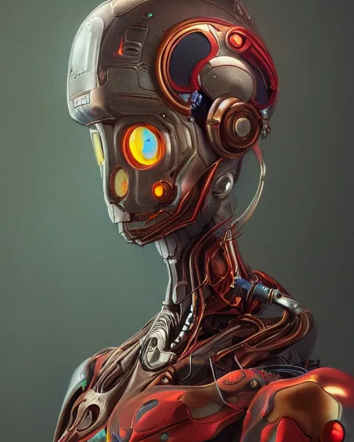 Image similar to portrait of an opal ultron from age of ultron, clockwork steampunk, dieselpunk, head and chest only, by beksinski, 4 k, deviantart, 3 d unreal engine, trending on artstation