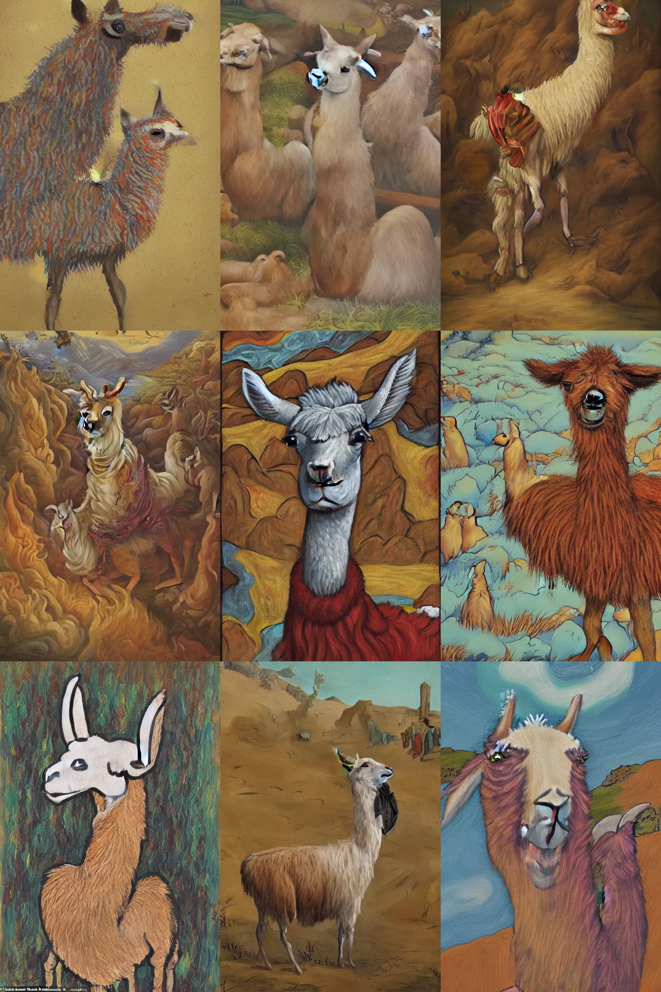 Prompt: professional masterpiece painting or illustration of an unrepentant llama suffering in hell forever