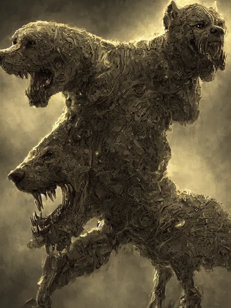 Prompt: the dogman, intricate, extremely detailed, sharp focus, concept art, illustration, sci-fi, volumetric lighting
