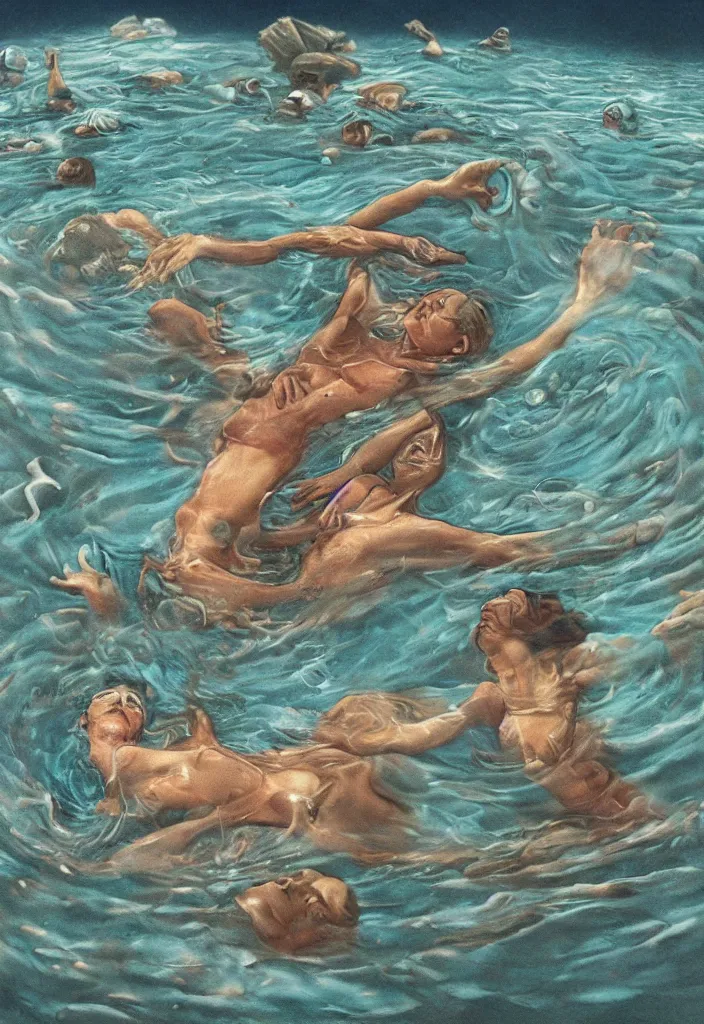 Image similar to highly detailed surrealist art about drowning slowly