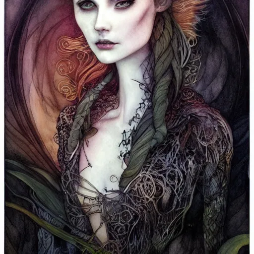 Prompt: a portrait in the style of anna dittmann and gerald brom and arthur rackham.