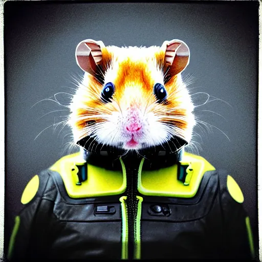 Image similar to “ hamster in a mech suit, helmet in hand, detailed portrait ”