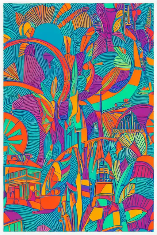 Image similar to minimalist boho style art of colorful melbourne, illustration, vector art