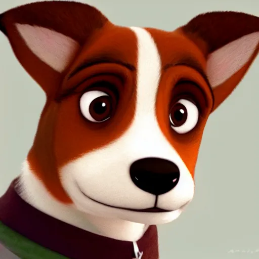 Image similar to portrait of jack russel terrier character, concept art, zootopia