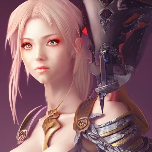 Image similar to a beautifull female warrior, character art portrait, fantasy style clothing, anime key visual, official media, illustrated by wlop, extremely detailed, 8 k, trending on artstation, cinematic lighting, beautiful