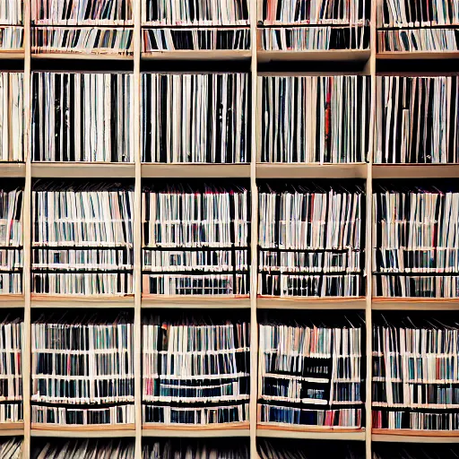 Prompt: photo of a music record collection