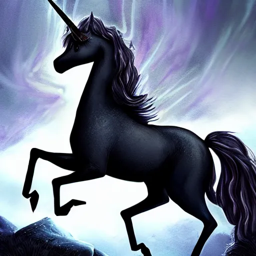 Prompt: a dark stabby unicorn, fantasy art