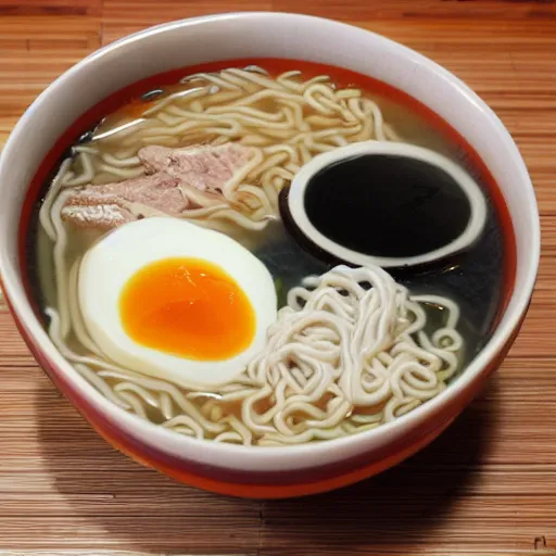 Prompt: kanji style ramen noodles bowl japan, by makoto shinkai