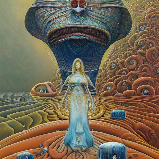 Image similar to the queen of pluto by jacek yerka, alex gray, zdzisław beksiński, dariusz zawadzki, jeffrey smith and h.r. giger, oil on canvas, 8k highly professionally detailed, trending on artstation