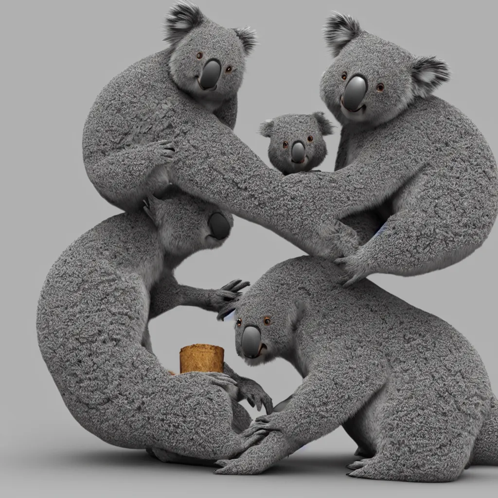 Image similar to a new log hybrided by the blender 3 d and a koala