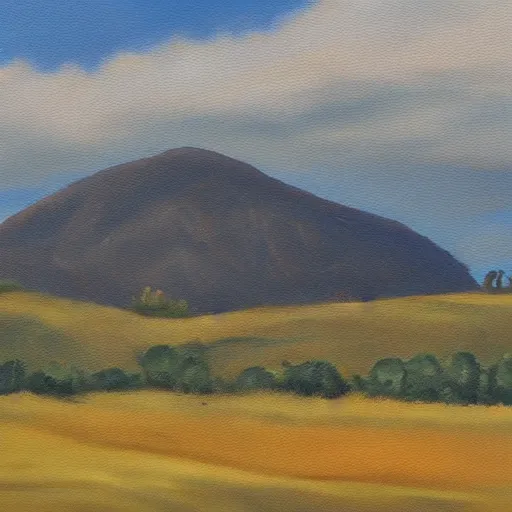 Prompt: an oil painting of a hill, by Jerome Bosch
