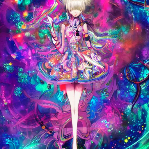 Prompt: artwork inspired by archan nair, james jean isolated deepdream vinyl figure harajuku anime character design, figure photography, dynamic pose, holographic undertones, glitter accents on figure, anime stylized, accurate fictional proportions, high delicate defined details, ethereal lighting