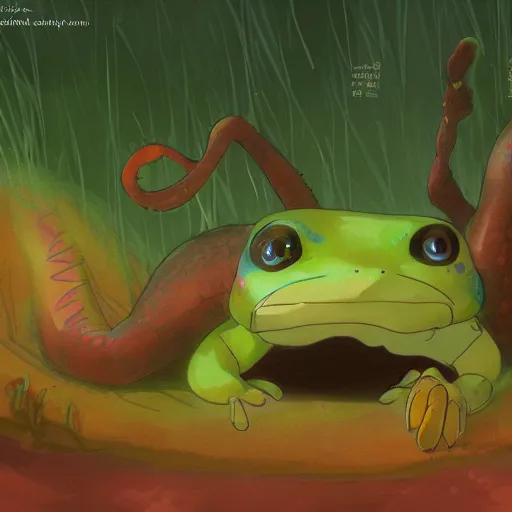 Image similar to Aesthetically pleasing, newts, happy, funny, silly digital concept art by Disney Pixar and Studio Ghibli, fine art, high definition, 8K, award winning, trending, featured.