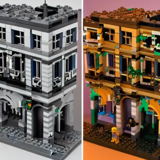 Image similar to Escher day and night as a lego set, soft lighting