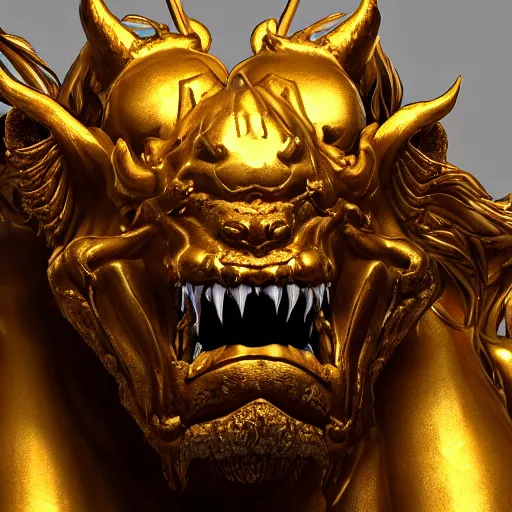 Prompt: detailed golden medalion of Behemoth, epic artwork, close up, trending on Artstation