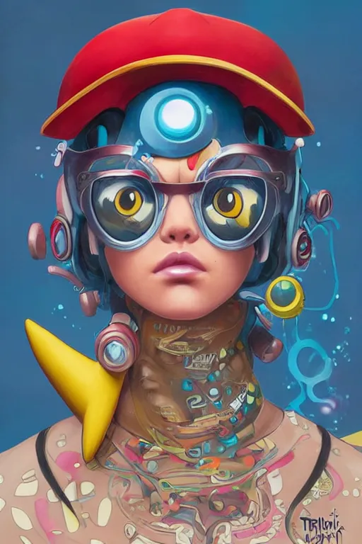 Image similar to lofi BioPunk Pokemon Pikachu portrait Pixar style by Tristan Eaton_Stanley Artgerm and Tom Bagshaw,