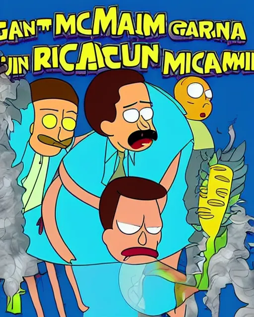 Image similar to magnum p. i. in the style of rick and morty