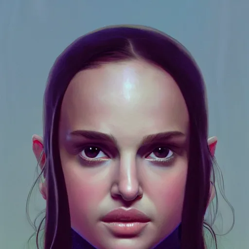 Image similar to closeup portrait of a young natalie portman, matilda from leon the professional, dramatic light, gorgeous view, depth, high detail, digital art, painted by greg rutkowski and seb mckinnon, by tim burton, trending on artstation