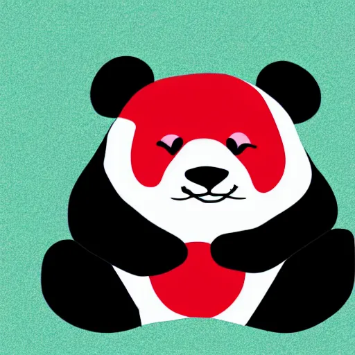Image similar to vector art of cute panda hugging welsh flag, adobe illustrator