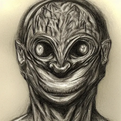 Prompt: police sketch of a nightmarish humanoid creature,