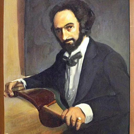 Prompt: 'portrait of manuel gomes da silva, the composer of caneta azul music'