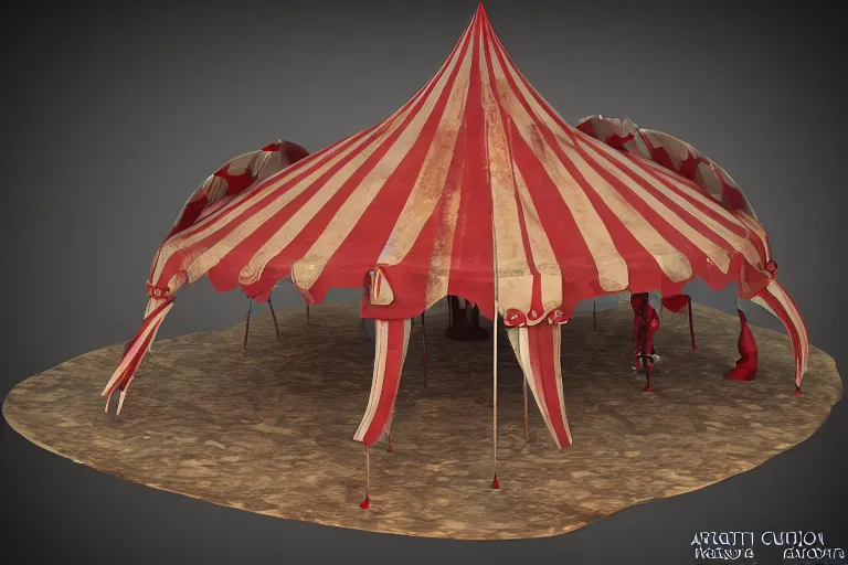 Image similar to 3d sculpt of a huge dark fantasy gothic circus tent, artstaton, digital illustration
