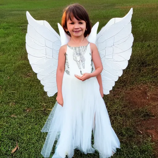 Prompt: photo of an angel with crystal wings