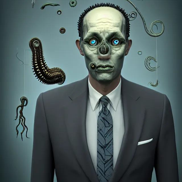 Prompt: portrait of a business man, polycount, surrealism, surrealist, lovecraftian, cosmic horror, high detail