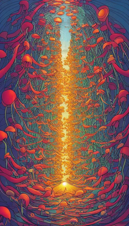 Image similar to The land of the floral jellyfish, italian futurism, Dan Mumford, da vinci, Josan Gonzalez