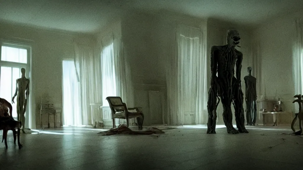 Image similar to the house that scares us, film still from the movie directed by denis villeneuve and david cronenberg with art direction by salvador dali