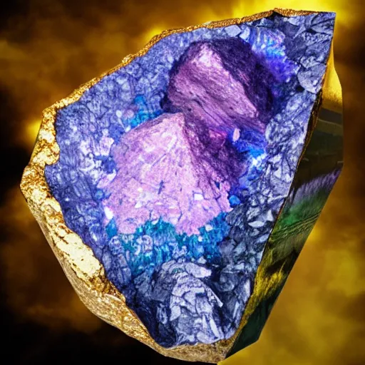 Image similar to Mountainous colossal geode crystal bismuth golem