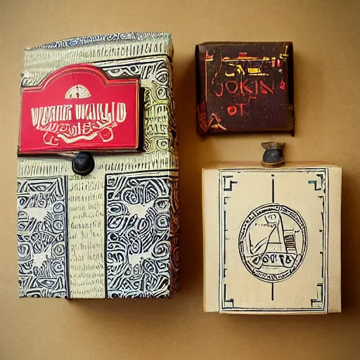 Image similar to vintage craft paper gift box for men, old school, wes anderson style