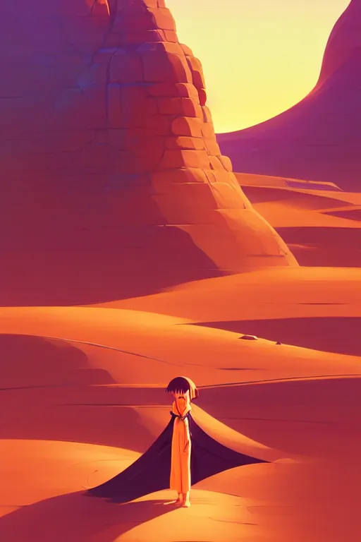 Prompt: single hermit in the desert, smooth face, centered median photoshop filter cutout vector behance hd by artgerm, jesper ejsing, by rhads, makoto shinkai and lois van baarle, ilya kuvshinov, rossdraws, illustration, art by ilya kuvshinov and gustav klimt