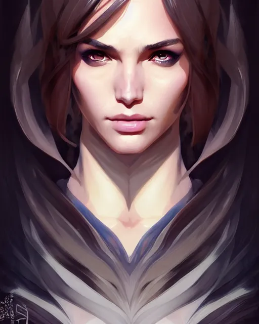 Image similar to portrait of a sorceress, elegant clothes, face like gal gadot, symmetrical eyes shinkai makoto studio ghibli studio key hideaki anno sakimichan stanley artgerm lau rossdraws james jean marc simonetti elegant highly detailed digital painting artstation pixiv