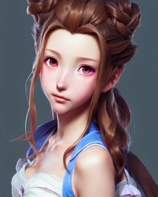 Image similar to character concept art of aerith gainsborough, istinct - fine, key visual, realistic shaded perfect face, fine details by stanley artgerm lau, wlop, rossdraws, james jean, andrei riabovitchev, marc simonetti, sakimichan, and jakub rebelka, trending on artstation